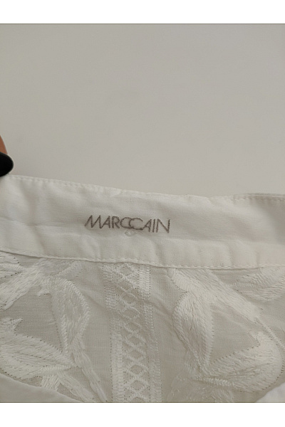 MARCCAIN Bílá elegantní halenka s dlouhým rukávem mašlí a výšivkou Velikost L | MARCCAIN | obrázek 6