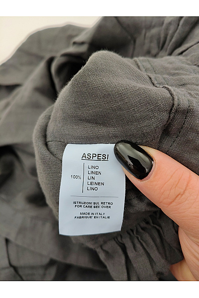 ASPESI Šedé lněné košilové midi šaty s límečkem Velikost IT 44 | ASPESI | obrázek 9