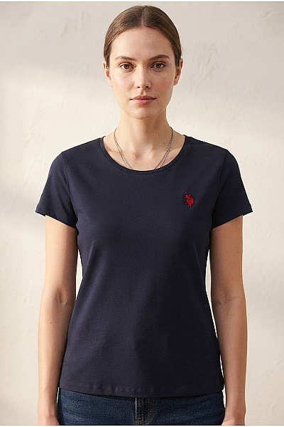 U.S.POLO ASSN. Dámské černé Tričko S Krátkým Rukávem A Kulatým Výstřihem Basic Vel. US L