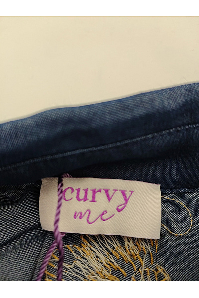 curvy me Dámská modrá bavlněná košile s dlouhým rukávem a výšivkou Vel. DE 54 | curvy me | obrázek 5