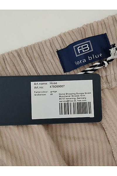 fiora blue Béžové manšestrové široké kalhoty s kapsami Velikost DE 48 | fiora blue | obrázek 5