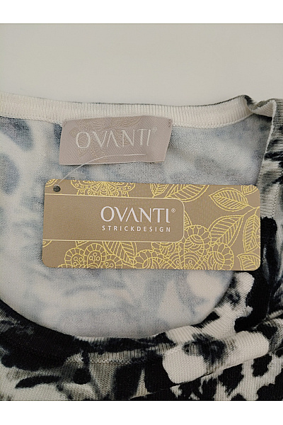 OVANTI Dámské tričko s dlouhým rukávem černobílé květinový vzor Vel. DE 42 | OVANTI | obrázek 5