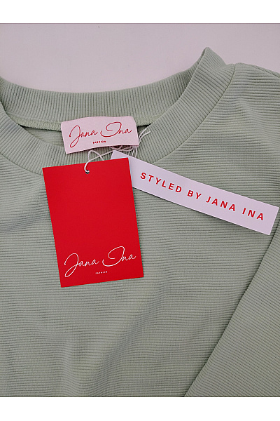 Jana Ina Dámská khaki mikina s dlouhým rukávem oversized crewneck Velikost DE 38 | Jana Ina | obrázek 5
