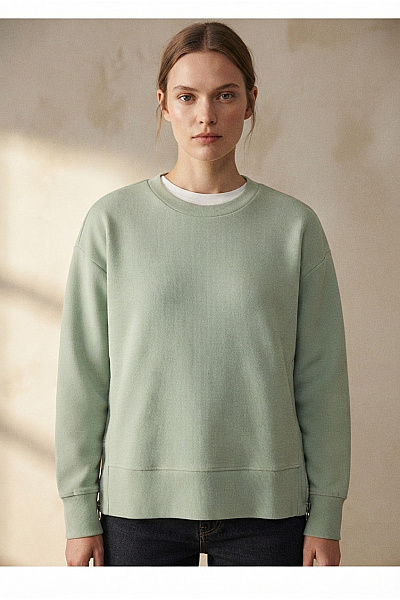 Jana Ina Dámská Khaki Mikina S Dlouhým Rukávem Oversized Crewneck Velikost DE 38