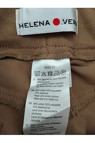 HELENA VERA Dámské bavlněné kalhoty s vysokým pasem hnědé Vel. DE 36/38 | HELENA VERA | obrázek 2