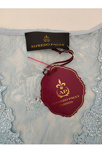 Alfredo Pauly Modrá krajková halenka s 3/4 rukávem a kamínky Vel. DE 38 | Alfredo Pauly | obrázek 7