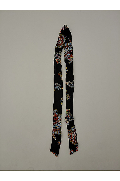 Černý úzký Pásek S Paisley Vzorem