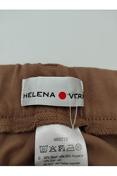 HELENA VERA Dámské bavlněné hnědé rovné kalhoty s kapsami Vel. DE 52/54 | HELENA VERA | obrázek 3