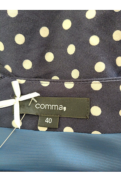 COMMA Modré bavlněné puntíkované šaty pouzdrové retro Vel. EU 40 | COMMA | obrázek 8