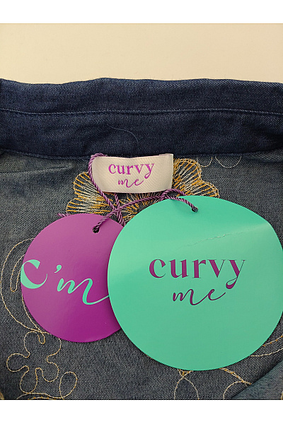 curvy me Modré bavlněné košilové šaty s výšivkou a páskem Vel. DE 42 | curvy me | obrázek 7