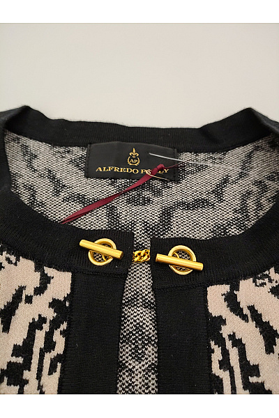 Alfredo Pauly Černobílý vzorovaný kardigan na zip elegantní Vel. EU 44 | Alfredo Pauly | obrázek 4