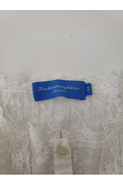 Trachtenmanufaktur Bílá krajková crop halenka s 3/4 rukávem Velikost DE 44 | Trachtenmanufaktur | obrázek 7