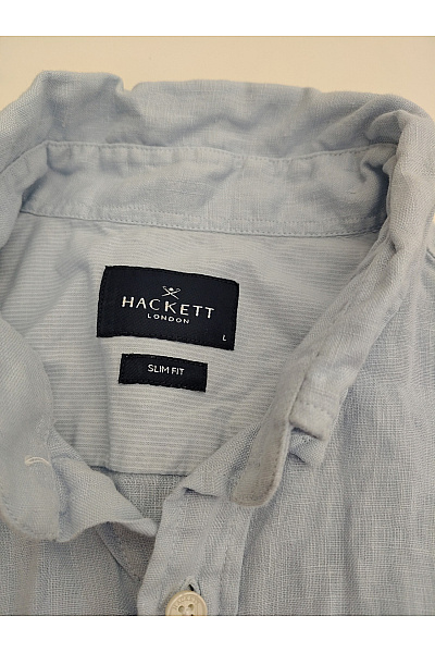 HACKETT Pánská lněná košile s dlouhým rukávem modrá Vel. L | HACKETT | obrázek 7