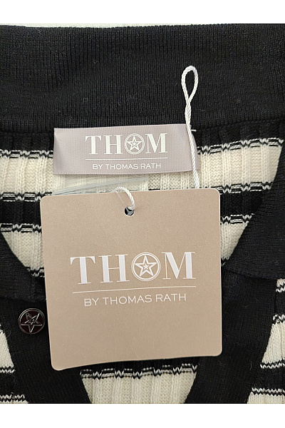 THOM By Thomas Rath Černobílé pruhované polo tričko s krátkým rukávem Velikost DE 46 | THOM By Thomas Rath | obrázek 5