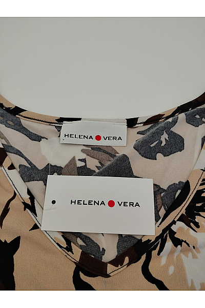 HELENA VERA Béžová halenka s květinovým potiskem a výstřihem do V Vel. DE 42 | HELENA VERA | obrázek 3