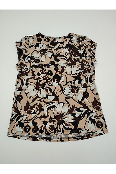 HELENA VERA Béžová halenka s květinovým potiskem a výstřihem do V Vel. DE 42 | HELENA VERA | obrázek 6