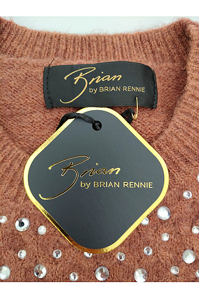 Brian Rennie Dámský hnědý pletený pulovr s perličkami a copánkovým vzorem Velikost EU 36 | Brian Rennie | obrázek 7