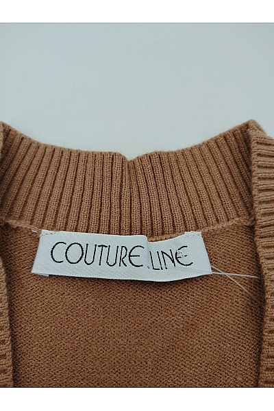 COUTURE LINE Hnědý pletený kardigan s výstřihem do V a kamínky Vel. EU 36 | COUTURE LINE | obrázek 5