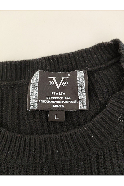 VERSACE Černý pletený žebrovaný pulovr oversized Vel. L | VERSACE | obrázek 4