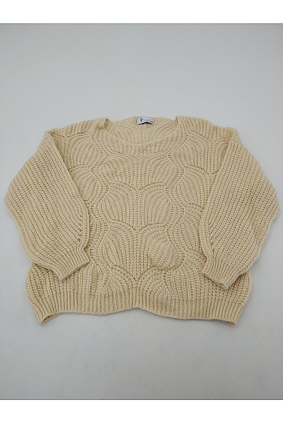 Tif Tiffy Béžový pletený oversized pulovr s balonovými rukávy Velikost S/M | Tif Tiffy | obrázek 2