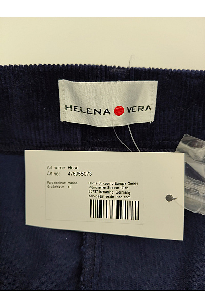 HELENA VERA Modré bavlněné manšestrové kalhoty s vysokým pasem Velikost DE 40 | HELENA VERA | obrázek 6