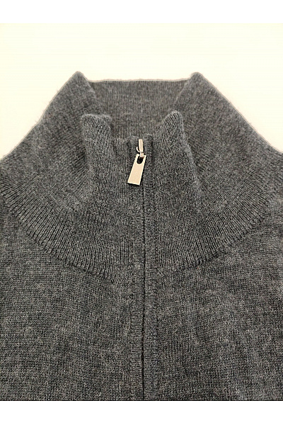 LAWRENCE GREY Pánský šedý vlněný merino svetr na zip se stojáčkem Velikost US M | LAWRENCE GREY | obrázek 4