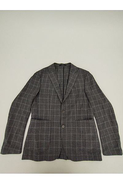 JOOP! Pánské Vlněné Sako šedé Kostkované Jednořadé Smart Casual Velikost EU 50