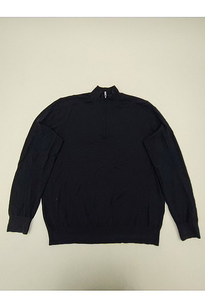 LAWRENCE GREY Pánský černý Vlněný Pulovr Merino Se Stojáčkem Na Zip Velikost XL
