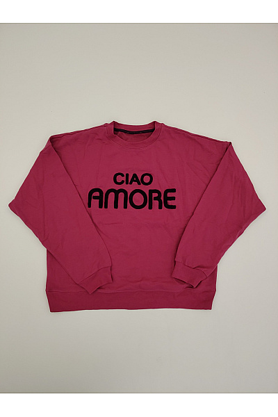Dámská Bavlněná Mikina Ciao Amore Růžová Oversized Crewneck Vel. IT 40