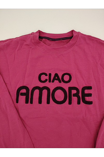 Dámská bavlněná mikina Ciao Amore růžová oversized crewneck Vel. IT 40 | Unimoda | obrázek 3