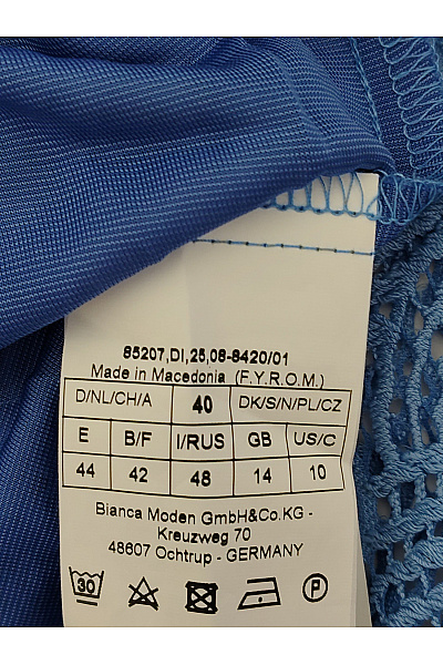 BIANCA Modrá krajková halenka bez rukávů s kruhovým vzorem Velikost DE 40 | BIANCA | obrázek 6