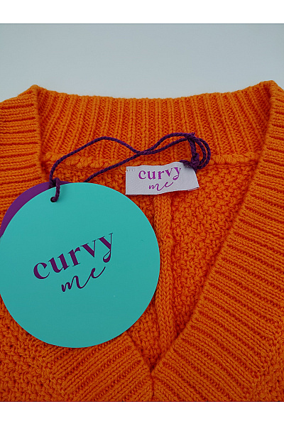 curvy me Oranžové dámské pletené tričko s krátkým rukávem oversize Velikost DE 42 | curvy me | obrázek 5
