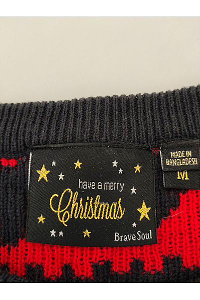 BRAVE SOUL Černý vánoční crop pulovr s norským vzorem Vel. M | BRAVE SOUL | obrázek 5