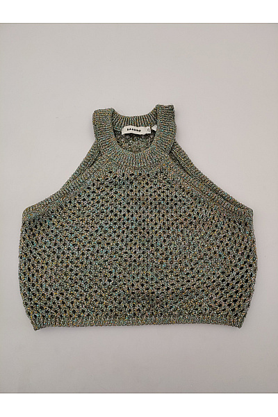 Sandro Barevný Síťovaný Crop Top Bez Rukávů Vel. 1