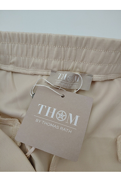 THOM By Thomas Rath Béžové dámské kalhoty s kapsami rovné volnočasové Velikost DE 46 | THOM By Thomas Rath | obrázek 4