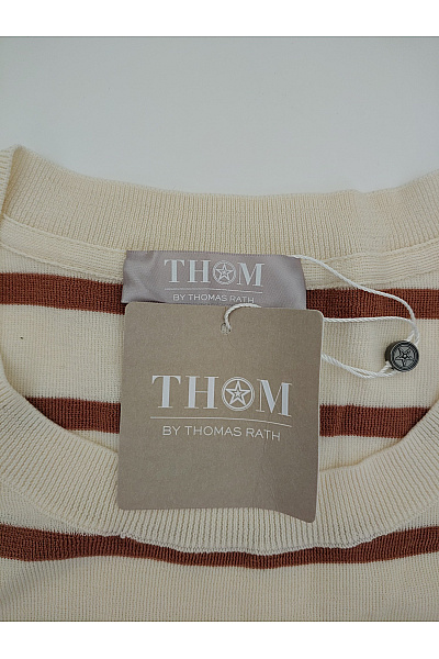 THOM By Thomas Rath Béžový pruhovaný vlněný pulovr Velikost DE 46 | THOM By Thomas Rath | obrázek 6