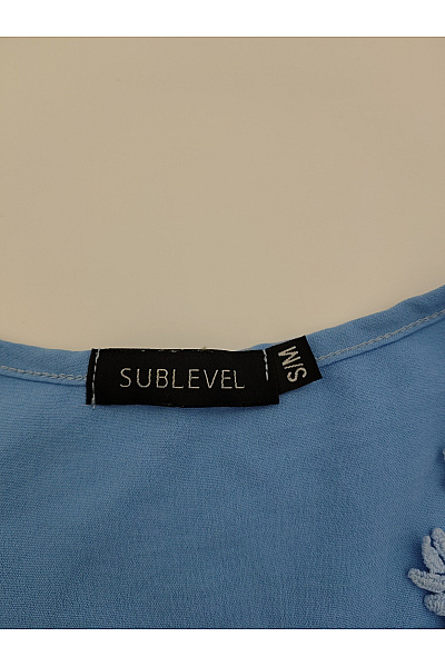 Sublevel Modré letní šaty s krátkým rukávem krajkové volné Vel. S/M | Sublevel | obrázek 5