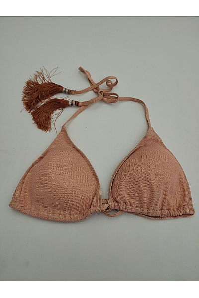 Béžové třpytivé bikiny za krk s třásněmi | Unimoda | obrázek 2