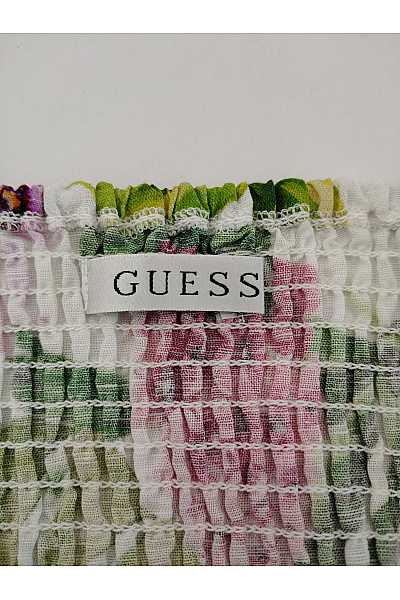Guess Barevná lněná crop halenka s volánky a květinovým potiskem Vel. EU 44 | Guess | obrázek 5