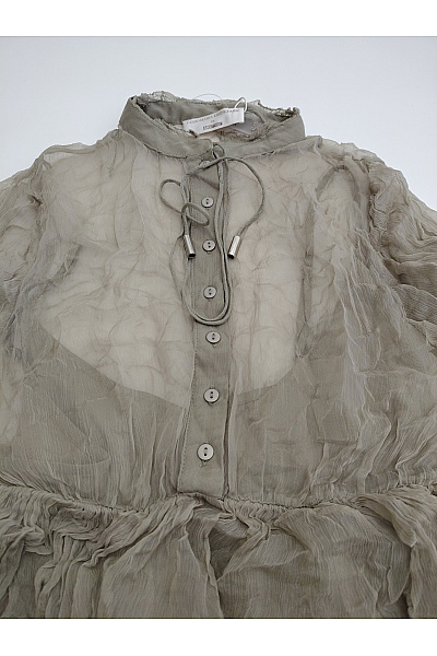 Khaki vrstvené košilové šaty s dlouhým rukávem Velikost EU 36 | Unimoda | obrázek 3