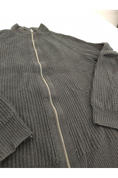 LAWRENCE GREY Černý vlněný žebrovaný pánský cardigan na zip se stojáčkem Velikost US M | LAWRENCE GREY | obrázek 3