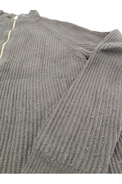 LAWRENCE GREY Černý vlněný žebrovaný pánský cardigan na zip se stojáčkem Velikost US M | LAWRENCE GREY | obrázek 4