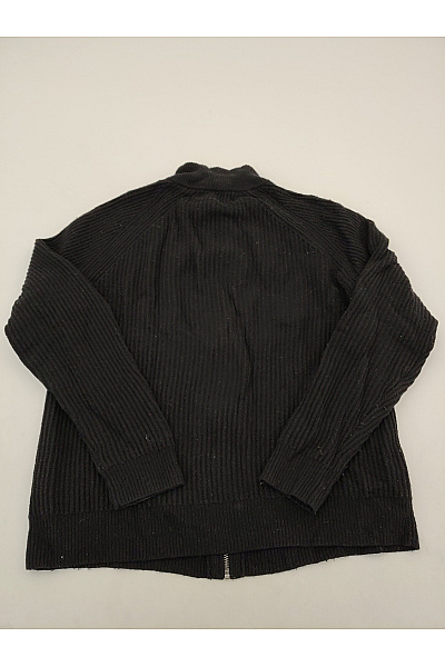 LAWRENCE GREY Černý vlněný žebrovaný pánský cardigan na zip se stojáčkem Velikost US M | LAWRENCE GREY | obrázek 5