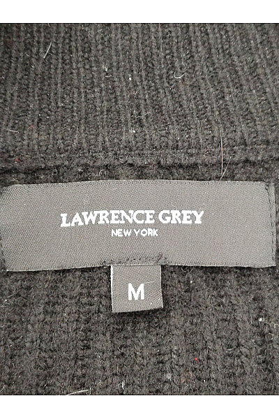 LAWRENCE GREY Černý vlněný žebrovaný pánský cardigan na zip se stojáčkem Velikost US M | LAWRENCE GREY | obrázek 7