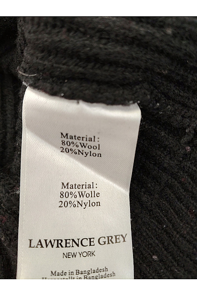 LAWRENCE GREY Černý vlněný žebrovaný pánský cardigan na zip se stojáčkem Velikost US M | LAWRENCE GREY | obrázek 8