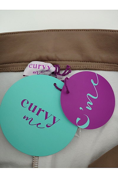 curvy me Hnědé koženkové kalhoty s vysokým pasem a zipy Velikost DE 40 | curvy me | obrázek 5
