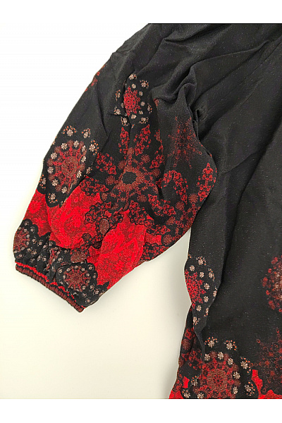 DESIGUAL Černá dámská halenka s krátkým rukávem a etno vzorem Velikost XL | DESIGUAL | obrázek 4