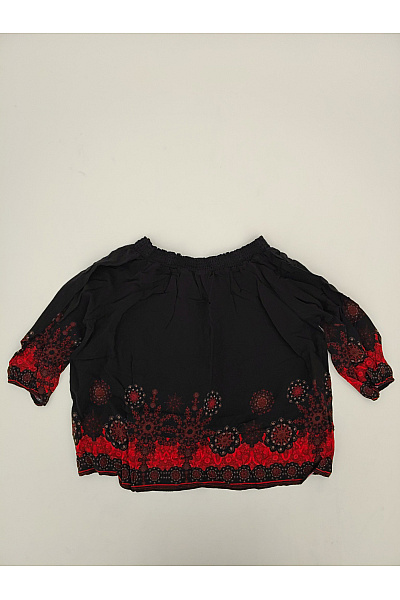 DESIGUAL Černá dámská halenka s krátkým rukávem a etno vzorem Velikost XL | DESIGUAL | obrázek 8