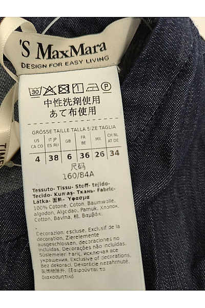 Max Mara Modré bavlněné midi šaty bez rukávů do áčka Velikost 32 | Max Mara | obrázek 6