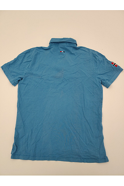 Geographical Norway Modré bavlněné polo tričko s krátkým rukávem a výšivkou Velikost M | Geographical Norway | obrázek 3